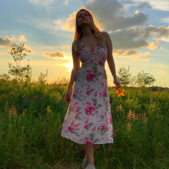 Forever 21 Pink and Green Sundress with Spaghetti Straps for Resort Wear - Picture 1 of 11